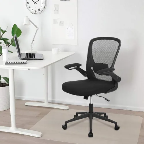 Vista 7 de BestOffice - Silla de oficina ergonómica de malla, silla de computadora giratoria con respaldo medio, con soporte lumbar, brazos abatibles, silla