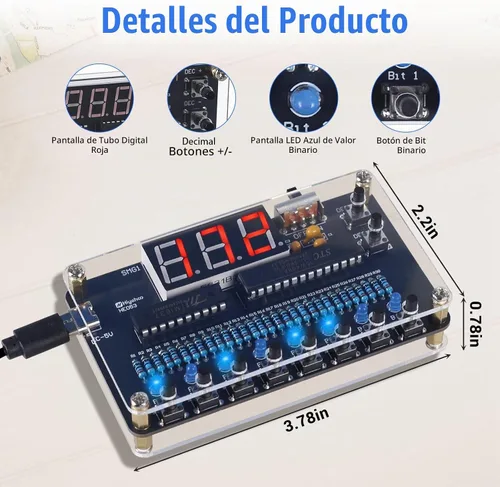 Vista 5 de Kit de proyecto de soldadura de bricolaje, kit de práctica de soldadura de conversión binaria a decimal con luz LED y pantalla digital, kits