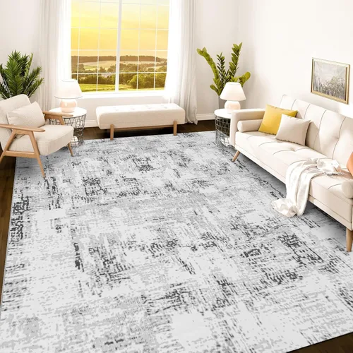 Vista 322 de Istana Alfombra larga antideslizante de 2.5 x 8 para el hogar, para pasillo y cocina, lavable, sedosa y suave al tacto, elegante, color azul y marfil