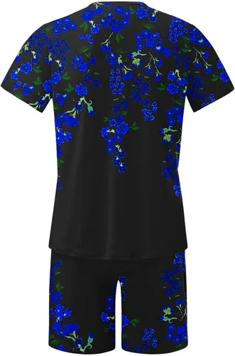 Vista 5 de Drether Camisas de lino para hombres, ropa de entrenamiento, verano, casual, impresión 3D, uso diario, pantalones deportivos, conjunto de traje