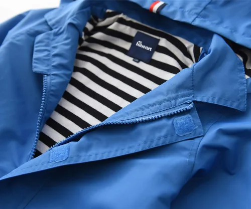 Vista 4 de Hiheart - Chaqueta infantil para la lluvia, con capucha y forro de algodón, impermeable
