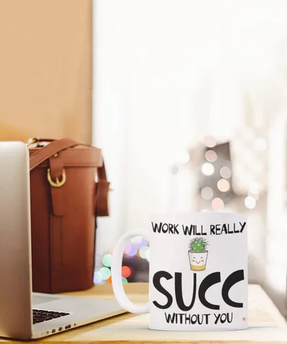 Vista 4 de ODDITEES Taza de café divertida con texto en inglés «Work Will Really Succ Without You», 11 onzas, color blanco