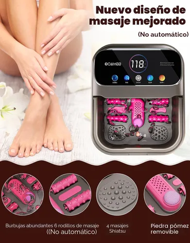 Vista 3 de OOAMBB Baño de spa de pies plegable con control remoto, calor, burbuja Mattegray