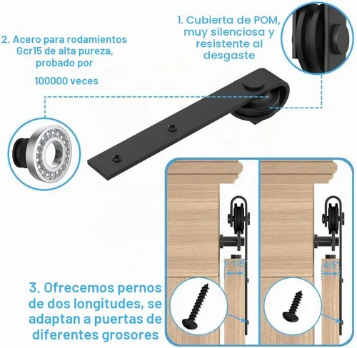 Vista 6 de ZEKOO - Mini herrajes para puerta tipo granero Super Mini forma de J