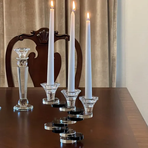 Vista 7 de Allgala Candelabro de cristal con diseño artístico de 3 tazas estilo bonsái - negro HD89132