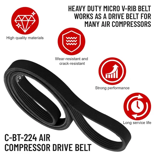 Vista 3 de Fuoequl Correa del compresor de aire C-BT-224 J6 47.3" para Craftsman Porter Cable DeVilbiss EXLC5G20 ACBL660V 470j6 919184260 For Craftsman