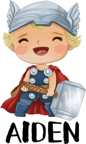 Vista 4 de Impresión personalizada de bebé Thor Boy acuarela superhéroe guardería sin marco