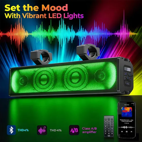 Vista 3 de Barra de sonido UTV de 400 W, altavoces para carrito de golf, Bluetooth, barra de sonido para carrito de golf, altavoz UTV, barra de sonido