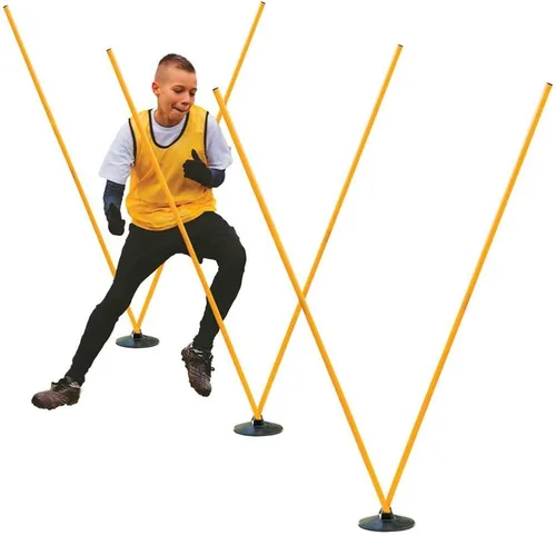Vista 8 de Champion Sports Agility Training Pole & Hurdle Sets – Speed, Footwork & Coordination Drills, Indoor/Outdoor PVC Poles