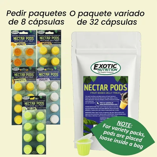 Vista 5 de Cápsulas de néctar (paquete de 4 variedades) – Golosinas de frutas fortificadas con calcio – Planeadores de azúcar, titíes, ardillas, loros