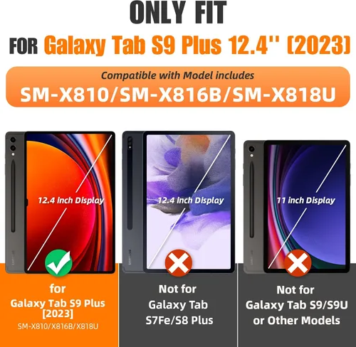 Vista 2 de SEYMAC stock Funda para tableta Samsung Galaxy Tab S9 Plus de 12.4 pulgadas 2023 con protector de pantalla y soporte para lápiz