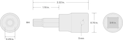 Vista 4 de TEKTON Zócalo de impacto de 3/8 pulgadas x M4 Triple Square Bit SIB18204