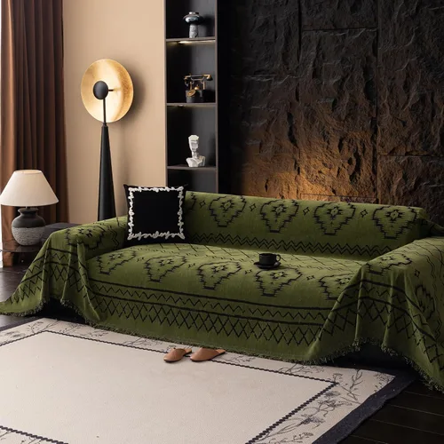 Vista 11 de DREAMINGO Funda de Sofá de Chenilla Beige Bohemia Geométrica Jacquard para Sofá de 3 Cojines Antideslizante Seccional Forma de L para Perros