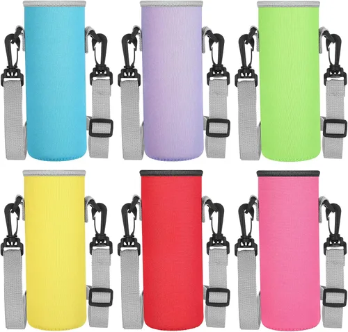 Vista 8 de Rtteri 6 soportes de neopreno para botellas de agua con correa ajustable Negro