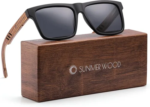 Vista 3 de Gafas de sol de madera para hombres y mujeres lentes polarizadas vintage protección UV gafas de sol de madera de bambú
