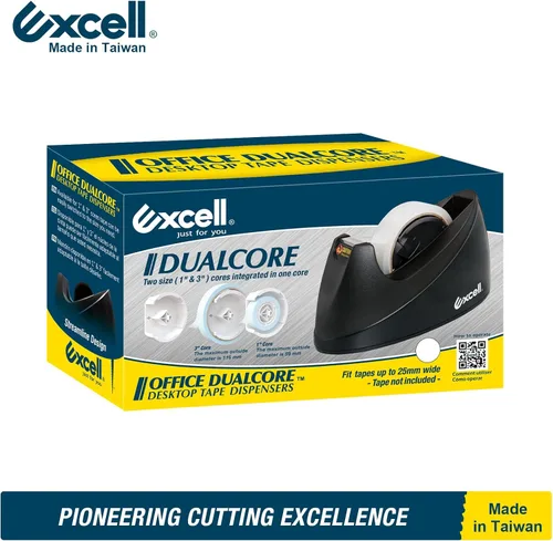 Vista 6 de Excell EX-11825BK Dualcore Dispensador de cinta de escritorio 1" + 3" Core