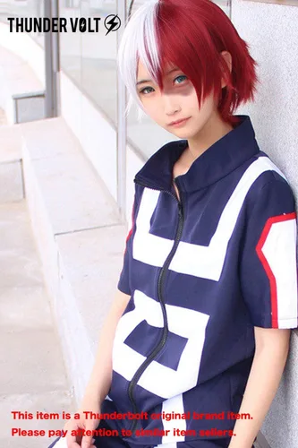Vista 5 de Thundervolt Disfraz de uniforme de gimnasia para cosplay de anime (talla M)