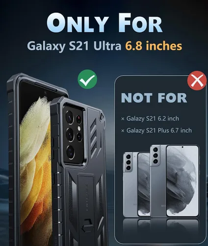 Vista 2 de FNTCASE Funda para Samsung Galaxy S21-Ultra: funda resistente de grado militar para teléfono celular con soporte Protección de TPU a prueba