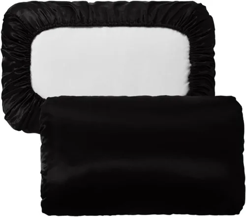 Vista 11 de YFlifangting - 2 fundas de almohada de seda gris con memoria y satén, tamaño Queen y King, funda de almohada elástica de seda satinada de color liso