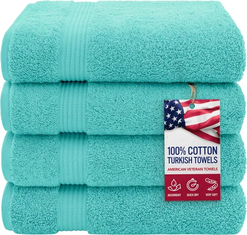 Vista 59 de Juego de toallas American Veteran Towel, de lujo, 6 piezas de algodón 100 % turco para máxima suavidad y absorción, para hotel y spa