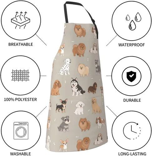 Vista 5 de Perinsto Waterproof Apron With 2 Pockets Kitchen Chef Aprons Bibs For Cooking Baking Painting Gardening Grooming Afroamericano Negro Chica Mujer