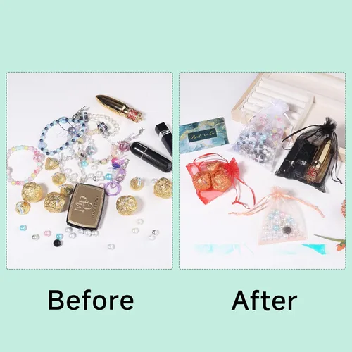 Vista 5 de Partyeah 50 bolsas de organza de 4 x 6 pulgadas, pequeñas bolsas de malla para joyas, bolsas con cordón para bolsas de regalo de organza de dulces