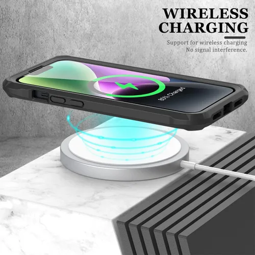 Vista 6 de FUNMIKO Funda transparente para iPhone 14 con protector de pantalla integrado sensible al tacto, protección resistente de grado milimétrico, pasa 21