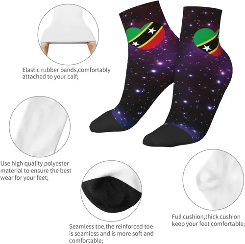 Vista 5 de GDJF Love Saint Kitts And Nevis Flag Heart Ankle Socks Winter Low Cut Sports Warm Breathable Comfort Casual Socks For Mens And Womens