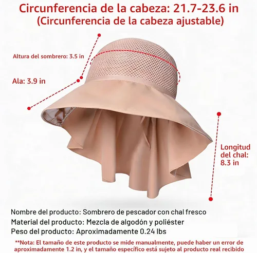 Vista 5 de Sombreros de sol de ala ancha para mujer con cubierta de cuello chal transpirable protección UV verano playa pesca gorra