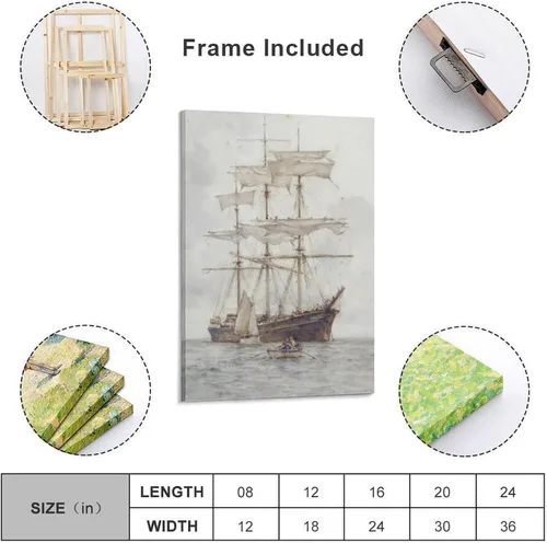 Vista 2 de Master Making Ready to Sail-Henry Scott Tuke Artworks Canvas Poster Room Aesthetic Wall Art Prints Home Modern Decor Gifts Framed-unframed