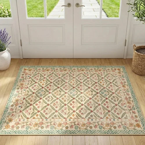 Vista 37 de jinchan Haden - Alfombra de entrada de 2 x 3 pulgadas, diseño floral vintage, lavable, suave, antideslizante, de pelo bajo, para puerta, cocina