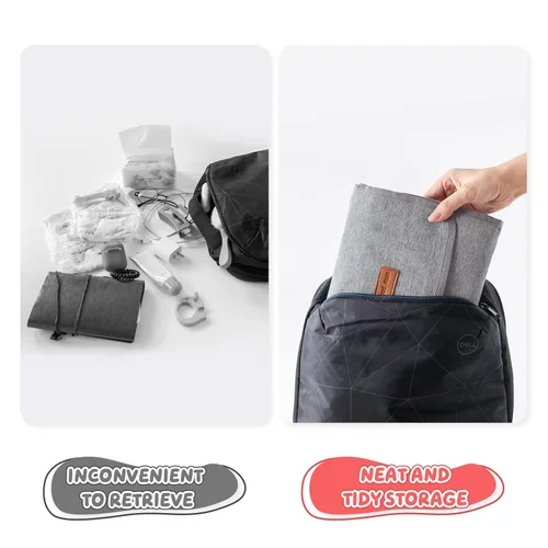 Vista 3 de Cambiador de pañales portátil, almohadillas de cambio de pañales de viaje lavables y plegables, tapete cambiador de bebé grande con bolsillo