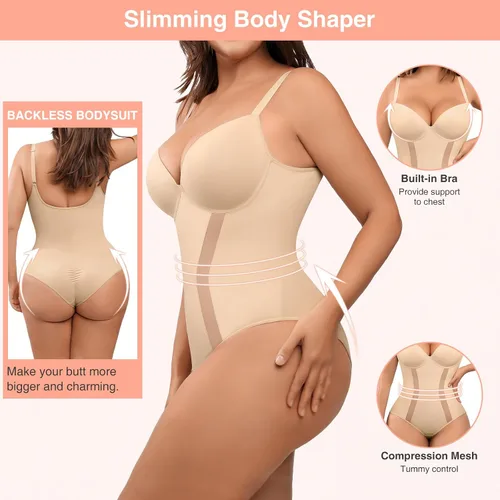 Vista 2 de FeelinGirl Body moldeador de tanga para mujer, control de abdomen, moldeador de cuerpo, fajas colombianas, corsé de entrenamiento de cintura