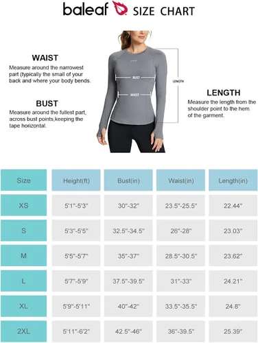 Vista 7 de BALEAF Women's Long Sleeve Workout Tops Compression Running Shirts Fitted Athletic Warm Thumbholes Quick Dry Stretch Yoga