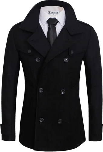 Vista 2 de TAM WARE Mens Classic Wool Double Breasted Pea Coat