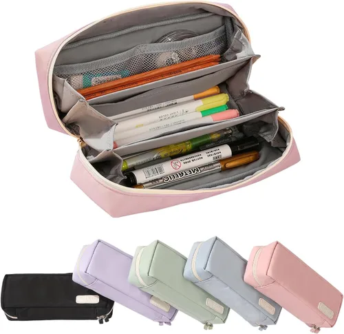Vista 9 de QIANPA - Estuche organizador pequeño con cremallera, bolsa ligera estética, bolsa negra para hombres y mujeres