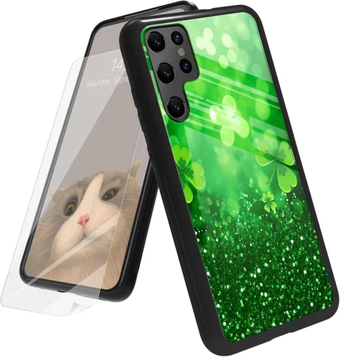 Vista 118 de Funda para Samsung Galaxy A12 5G con protector de pantalla, parte trasera de vidrio templado + TPU de silicona suave que absorbe los golpes