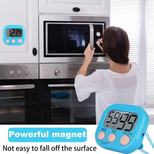Vista 6 de 32 temporizadores de cocina digitales pequeños, temporizador de dígitos grandes, cronómetro magnético de cuenta regresiva, alarma fuerte, no incluye
