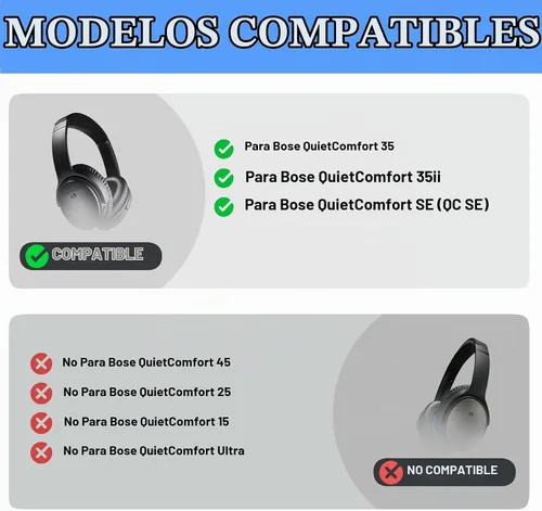 Vista 2 de Adhiper Almohadillas para los oídos + diadema + cubierta de silicona para los oídos + protector de diadema Kit de reparación para auriculares Bose