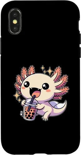 Vista 5 de Funda de té de burbujas japonesa para iPhone 11 Pro Max Kawaii axolotl Boba