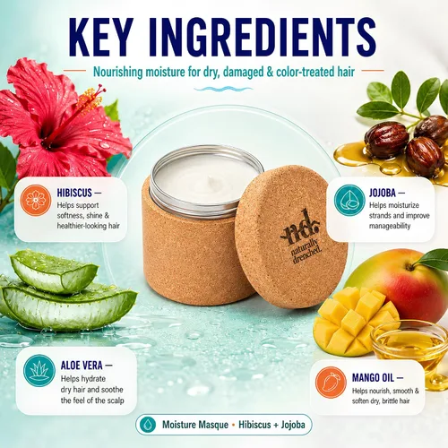 Vista 2 de Restore Moisture Masque para cabello seco dañado, mascarilla hidratante profunda para el control del encrespamiento, tratamiento de reparación