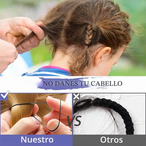 Vista 3 de KANPRINCESS 1000 bandas de goma para el cabello (negro)