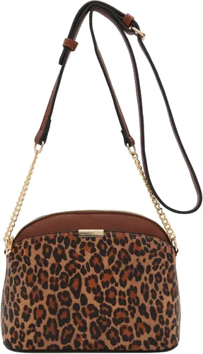 Vista 2 de FashionPuzzle Bandolera pequeña con estampado de cachemira de leopardo con correa de cadena