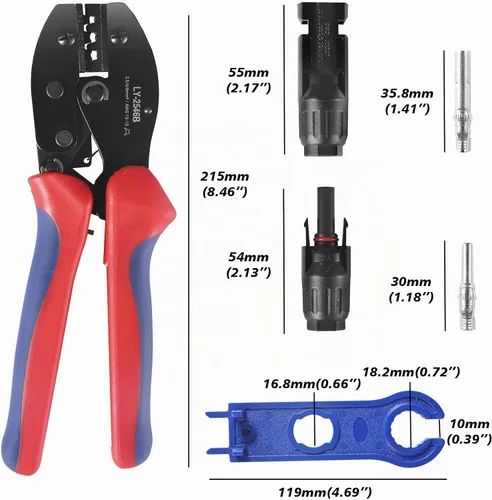 Vista 3 de MUYI - Kit de herramientas de panel solar de 47 piezas para cable 13-10AWG (2.5/4/6mm²) 10 pares de conectores solares y 2 llaves inglesas
