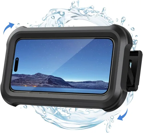 Vista 8 de Lamicall - Soporte para teléfono de ducha impermeable, funda giratoria de 480° para montaje en pared Blanco nieve