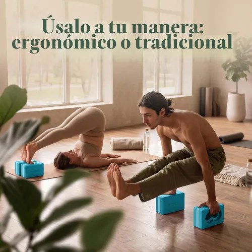 Vista 5 de Deep-Zen® Bloques de yoga con soporte de muñeca; bloques de yoga 2 unidades con rodilleras y correa para poner menos peso en las muñecas; juego