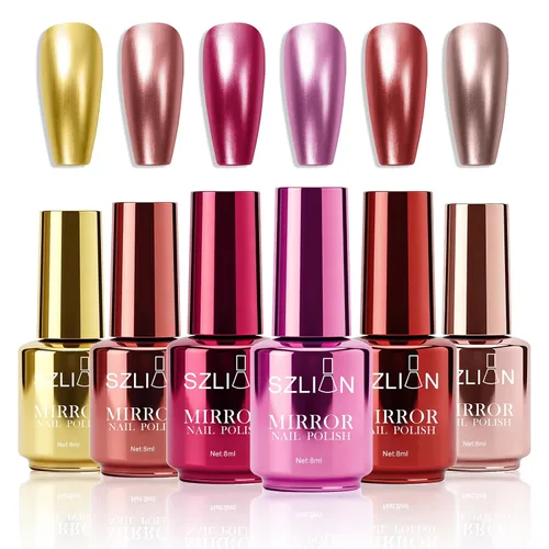 Vista 11 de KYDA Esmalte de uñas de espejo morado oscuro de 0.6 fl oz, esmalte de espejo brillante brillante para arte de uñas, arte de uñas de efecto metálico