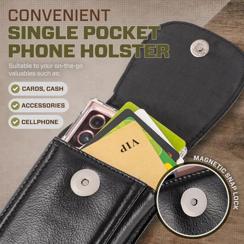 Vista 4 de Funda de cuero genuino para teléfono celular para iPhone 16 Pro Max 15 Pro Max 14 Pro Max 13 Pro Max Samsung Galaxy A15 S25 Edge S24+ S23+ Funda