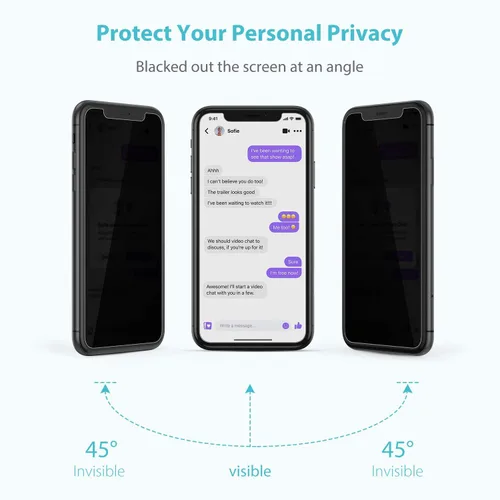 Vista 3 de SYNCWIRE Protector de pantalla de privacidad para iPhone 11/XR de 6.1 pulgadas, paquete de 2 unidades, irrompible, antiespía, protector de vidrio