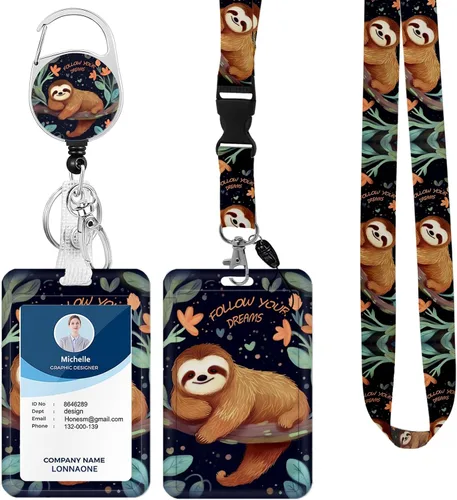 Vista 14 de Cordón con soporte para insignia, carrete retráctil con correa de cuello desmontable y soporte vertical para tarjetas de identificación